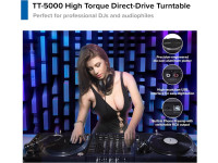 GEMINI Gira-Discos 33/45/78RPM Preto TT-5000 GEMINI Gira-Discos 33/45/78RPM Preto TT-5000